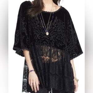 Free People Fortune Teller Velvet Lace Top Size Medium